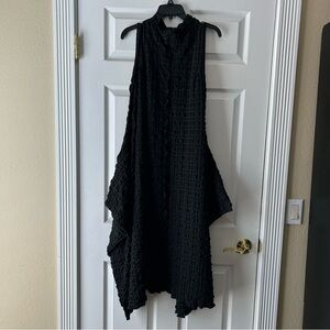 IC COLLECTION Black Textured Asymmetrical Dress